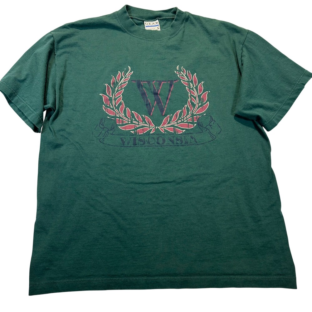 Gear For Sports T-Shirt Mens Large Green Wisconsin Badgers Vintage Collegiate